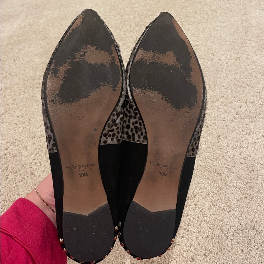 Halogen Leopard Print & Black Stud Pointed Toe Flats - Picture 3 of 5